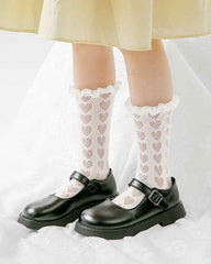 Kids Cotton Crew Socks Hollow Love Crimping Princess Breathable