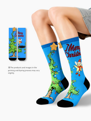 メリークリスマスツリークッキー&ウィムジカルツリークルーソックス デジタルプリント