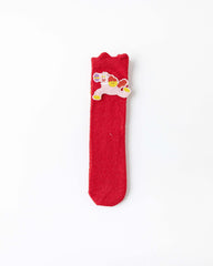 New Year 3D Horse Patch Red Socks Galloping Success Combed Cotton Crew Socks