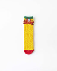 New Year 3D Horse Patch Red Socks Galloping Success Combed Cotton Crew Socks