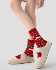 New Year 3 Pack Womens Crew Socks Dream Horse Snowflake Fuzzy