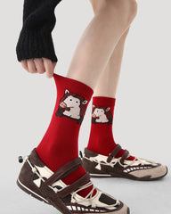 New Year 3 Pack Womens Crew Socks Famous Painting Horse Artistic Parody