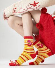 New Year Lucky Horse Wealth Red Socks Cozy Crew