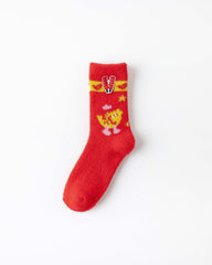 New Year Lucky Horse Wealth Red Socks Cozy Crew