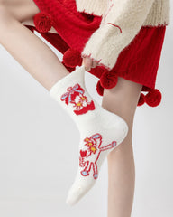 New Year Lucky Persimmon Peanut Crew Socks Combed Cotton