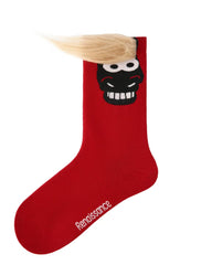 New Year Womens Crew Socks Funny 3D Horse Hair Troll Face