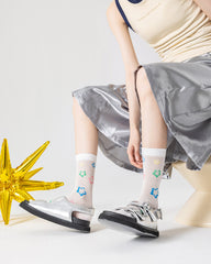 3-Pack Shining Star Series Women Mesh Socks Cute Casual Crew Socks