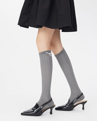 禮盒套裝棉質襪子素色薄款襪子配蝴蝶結舒適無縫襪子