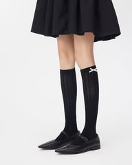 禮盒套裝棉質襪子素色薄款襪子配蝴蝶結舒適無縫襪子