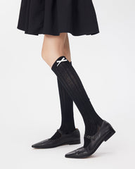 禮盒套裝棉質襪子素色薄款襪子配蝴蝶結舒適無縫襪子