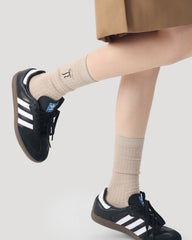 Solid Color Bow Embroidery Women Crew Socks Cozy Seamless