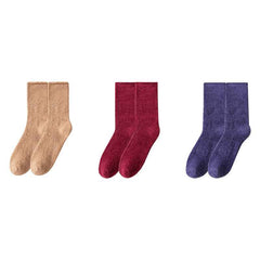 Sweetnana 3-Pack Cozy Crew Socks for Women & Men - Solid Color Fuzzy Socks - Thickened Super Soft Lounge Wear Socks for Unisex Comfort & Winter Stockings