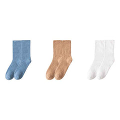 Sweetnana 3-Pack Cozy Crew Socks for Women & Men - Solid Color Fuzzy Socks - Thickened Super Soft Lounge Wear Socks for Unisex Comfort & Winter Stockings