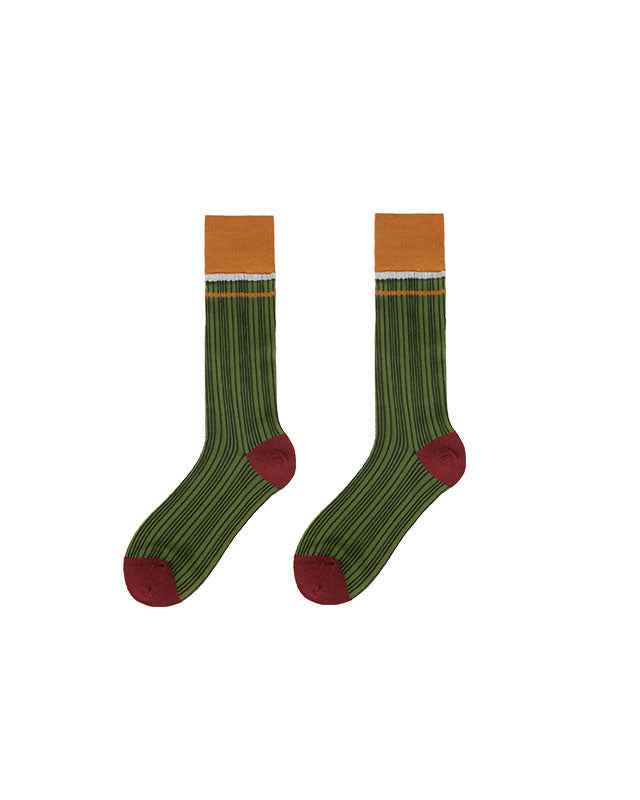 Women Glass Stockings Retro Stripe Contrast Color Seamless Thin Breathable