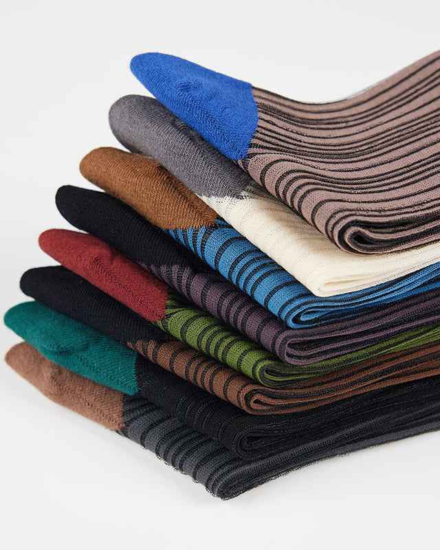 Women Glass Stockings Retro Stripe Contrast Color Seamless Thin Breathable