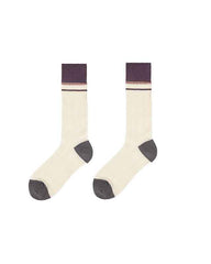 Women Glass Stockings Retro Stripe Contrast Color Seamless Thin Breathable