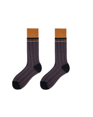 Women Glass Stockings Retro Stripe Contrast Color Seamless Thin Breathable