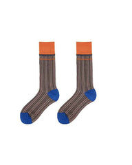 Women Glass Stockings Retro Stripe Contrast Color Seamless Thin Breathable