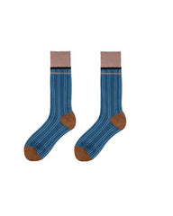Women Glass Stockings Retro Stripe Contrast Color Seamless Thin Breathable