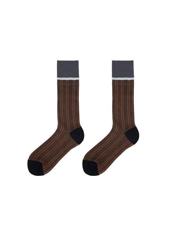 Women Glass Stockings Retro Stripe Contrast Color Seamless Thin Breathable