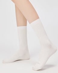 여성용 면 크루 양말 필수 뉴트럴 블랙 화이트 심리스 소프트