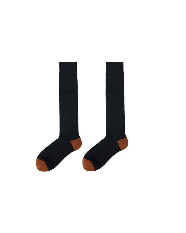 Women Cotton Knee High Socks Solid Color Seamless Soft Breathable