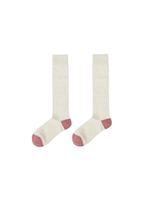 Women Cotton Knee High Socks Solid Color Seamless Soft Breathable