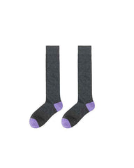 Women Cotton Knee High Socks Solid Color Seamless Soft Breathable