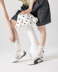 Women Thin and Breathable Crew Cotton Socks with Bow Cozy