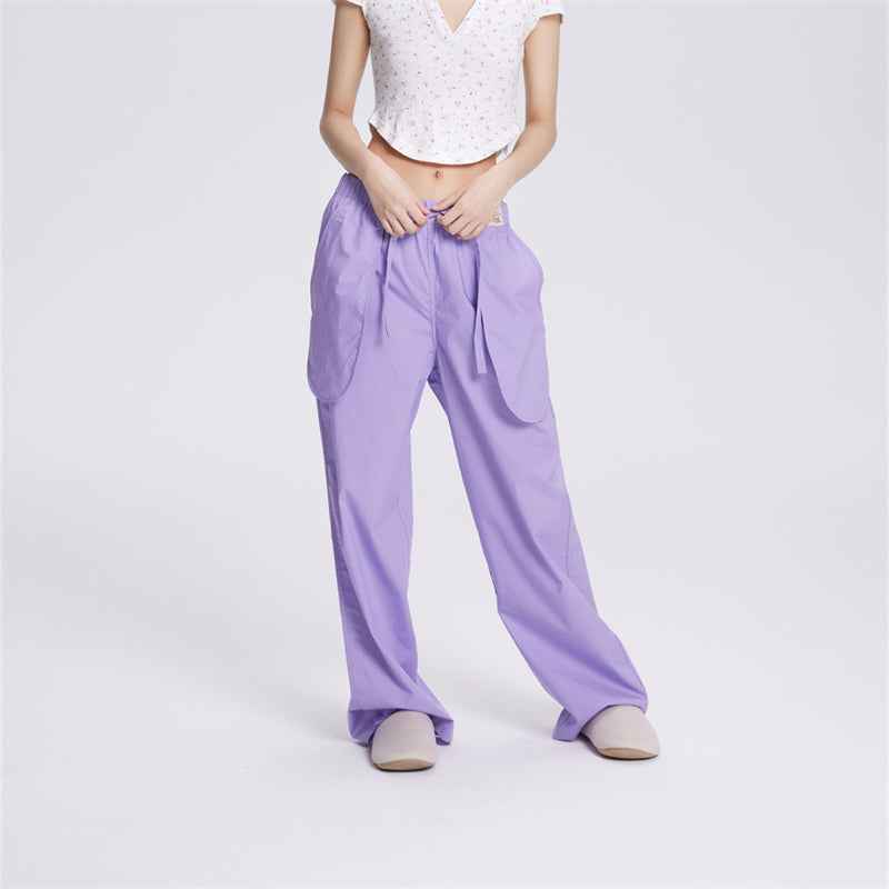 Sweetnana Spring and Summer Light Cotton Women's Home Pants with Cool Feeling, Solid Color, Creative Pockets, Comfortable Fit, Casual Style for Indoor or Outdoor Wear