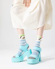 3-팩 여성용 면 크루 양말 피크닉-시크 귀여운 캐주얼