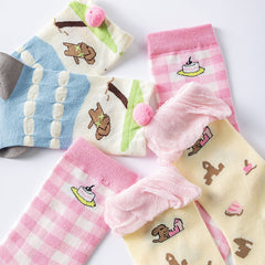 3-Pack Women Cotton Crew Socks Picnic-Chic Cute Casual