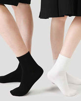 Unisex Couple Cotton Ankle Socks Black White Seamless Soft Breathable Casual