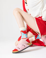 여성용 면 크루 양말 와일드 로즈 카와이 귀여운 캐주얼