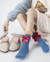 Women Cartoon Fuzzy Crew Socks Cute Warm Soft Cozy Thick