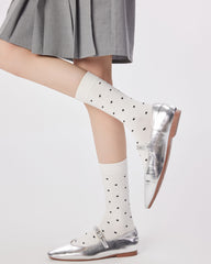Women Combed Cotton Straight Polka Dot Socks Soft Bold Fit
