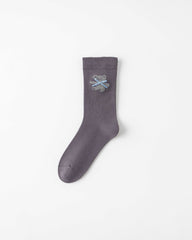 女款中筒襪子蝴蝶結小熊系列棉質可愛刺繡休閒襪子