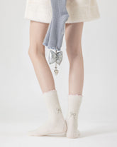 女款中筒襪子蝴蝶結系列軟冰淇淋顏色舒適休閒襪子