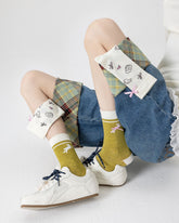 Women Crew Socks Bunny Series Cotton Cute Jacquard Bowknot Casual Socks