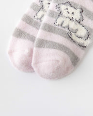 女款中筒襪子貓咪系列毛絨保暖舒適室內防滑襪子