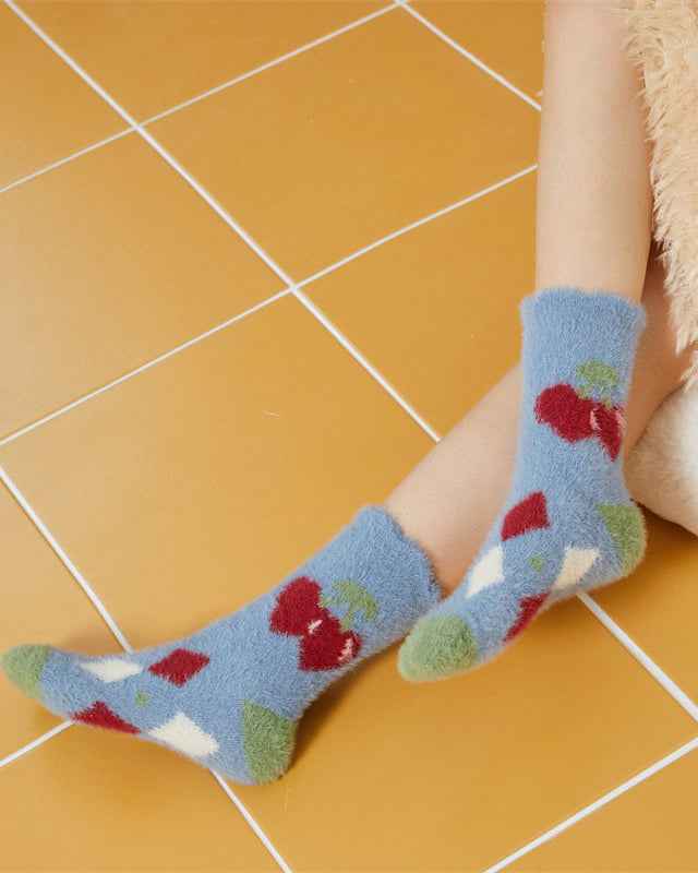 3-Pack Women Crew Socks Cozy Cute Colorful Thick Soft Fuzzy Sleep Socks
