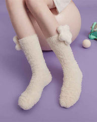 Sweetnana 3-Pack Cozy Knee High Socks – Women’s Super Soft, Fuzzy, and Thickened Warm Socks, Perfect for Winter Stockings and Sleep Lounge Wear