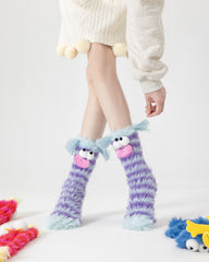 여성 크루 양말 재미있는 남자 시리즈 컬러풀한 보송보송 두꺼운 라운지 양말