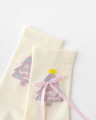 여성 크루 양말 글리터 선물 시리즈 면 귀여운 자카드 캐주얼 양말