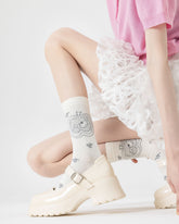 여성 크루 양말 글리터 라인 시리즈 면 부드럽고 편안한 캐주얼 양말