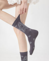 Women Crew Socks Glitter Line Series Cotton Soft Comfortable Casual