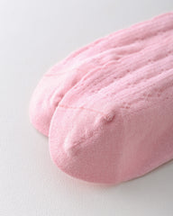 Women Crew Socks Hollow Knit Contrast Double Lettuce Edge Slouch Socks