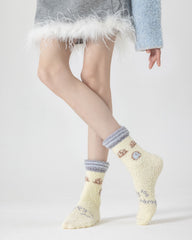 女款中筒襪子居家系列毛絨保暖舒適室內防滑襪子