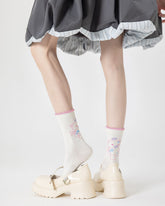 Women Crew Socks Leopard Print Series Cotton Trendy Jacquard Casual Socks