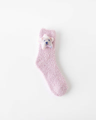 女款中筒襪子小動物星星系列毛絨舒適保暖室內襪子